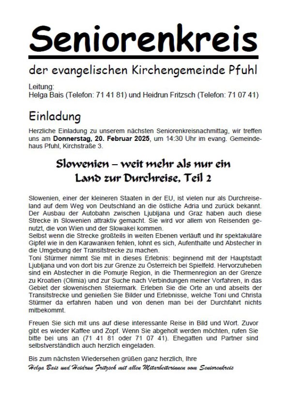 Seniorenkreis 20.02.2025